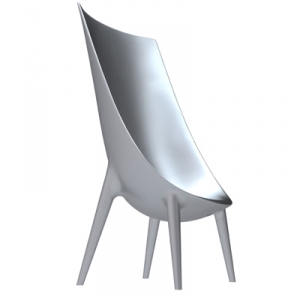 fauteuil dossier haut argent métallisé - OUT/IN Philippe Starck